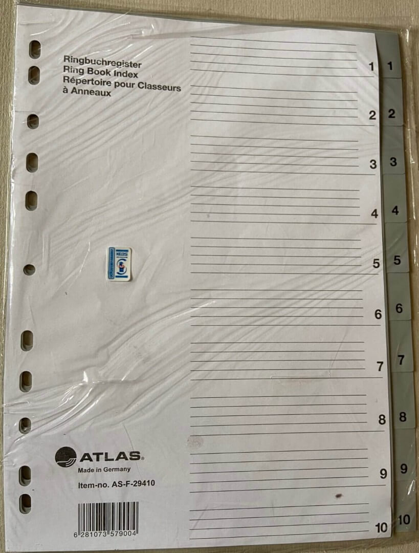 File Divider A4 Plastic Divider with Numbers 110 The School Box
