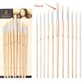 Sisal Round/Flat Paint Brush Set of 12pcs No 1to12